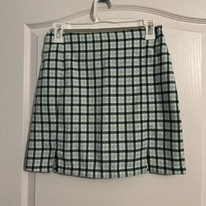 Green plaid mini skirt